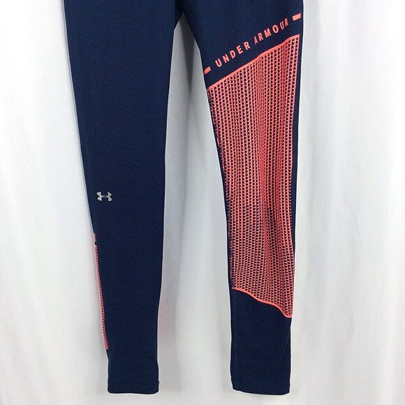 Under Armour ColdGear Block Graphic Leggings Womens Size Small Navy Pink - Picture 6 of 9